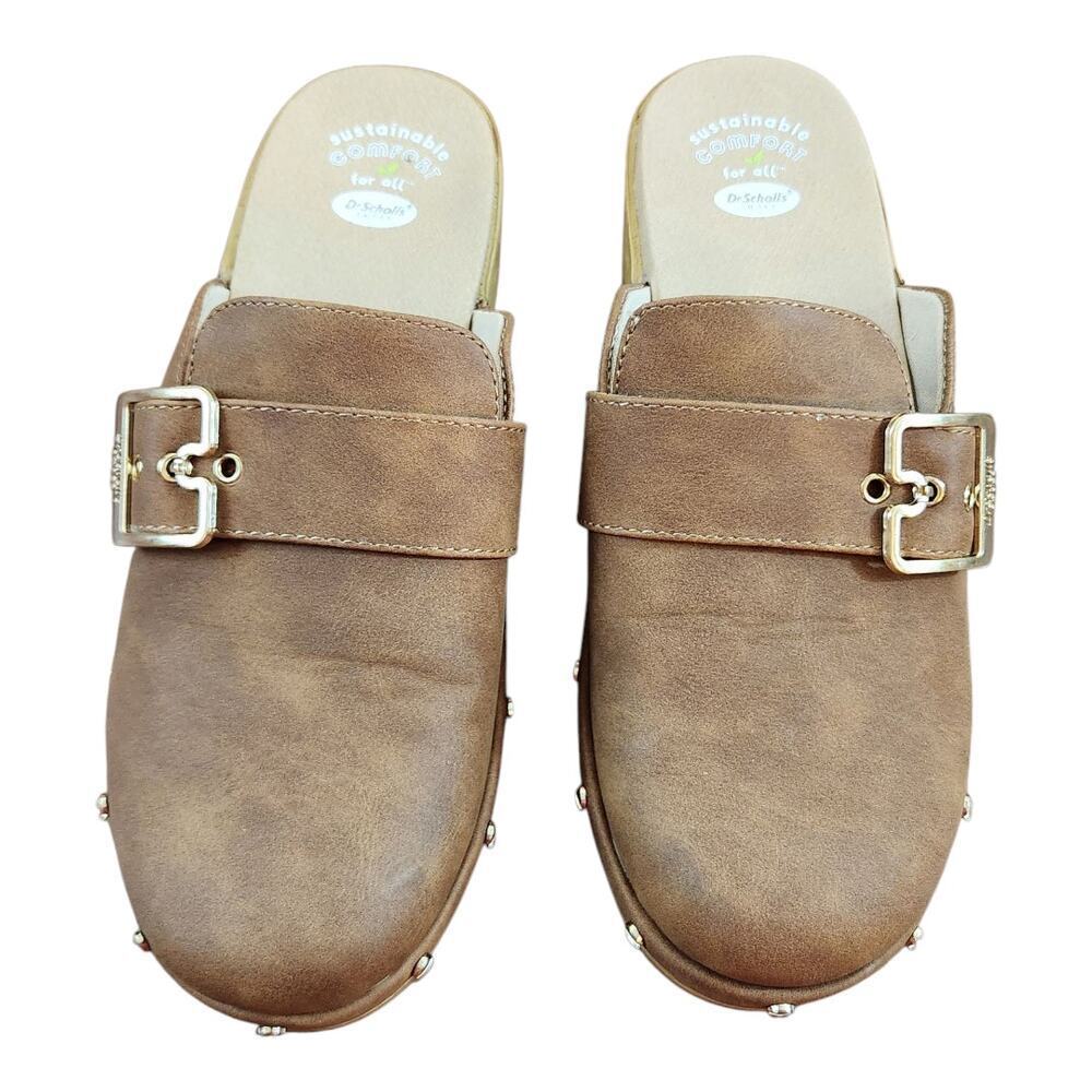 Dr. Scholls classic clog womens sz 8 brown shoes platform mule comfort